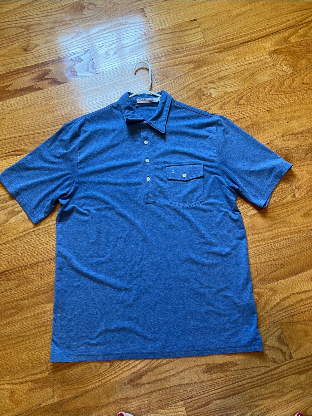 Criquet Men's Blue Polo Shirt with Button Pocket